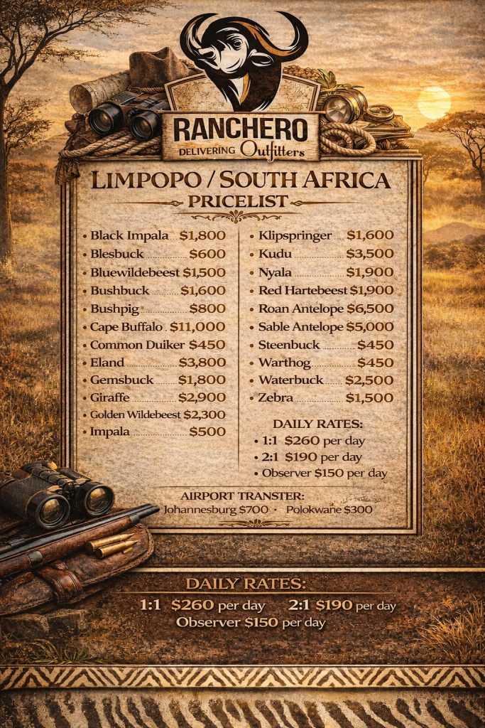 Ranchero Outfitters South African Price List